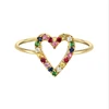 multi color cz paved rainbow cz Gold plated factory wholesale valentines gift heart ring 2019