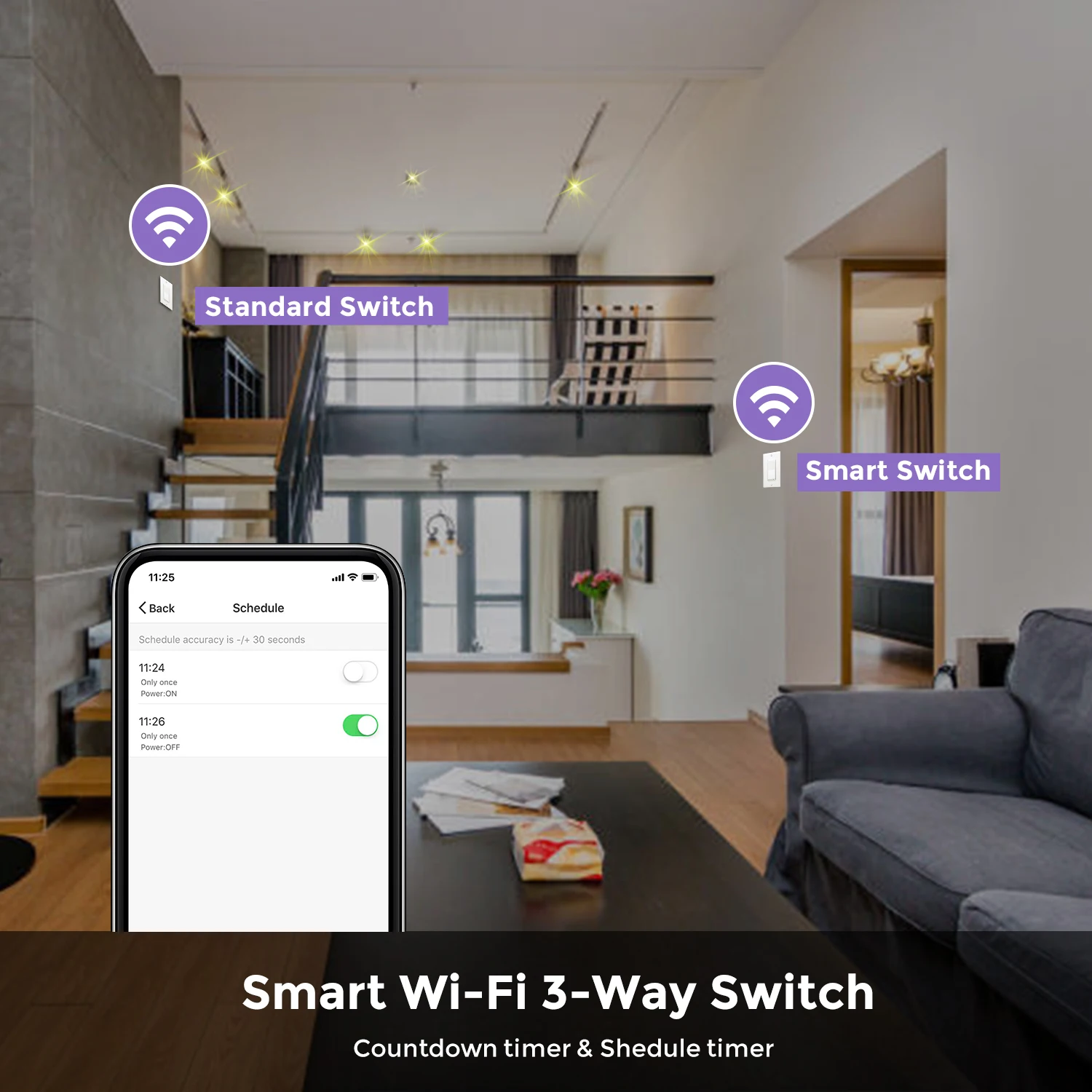 
EVA LOGIK WF31 New Design Wireless Electric 1 Gang 3 Way Dimmer Wall Switch Wifi Smart Light Switch Alexa 