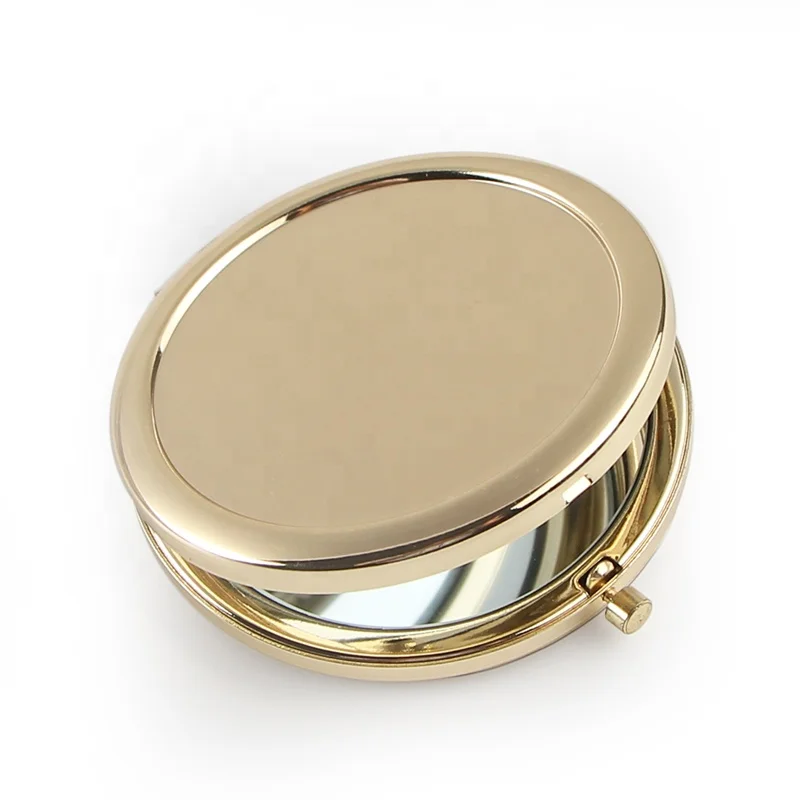 

Custom Design Souvenir Round Light Gold Metal Pocket Mirror, N/a