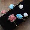 BM11553 Gold Electroplated Freeform Druzy Crystal Bangle Bracelet Assorted Color Double Druzy Bracelet In Adjustable