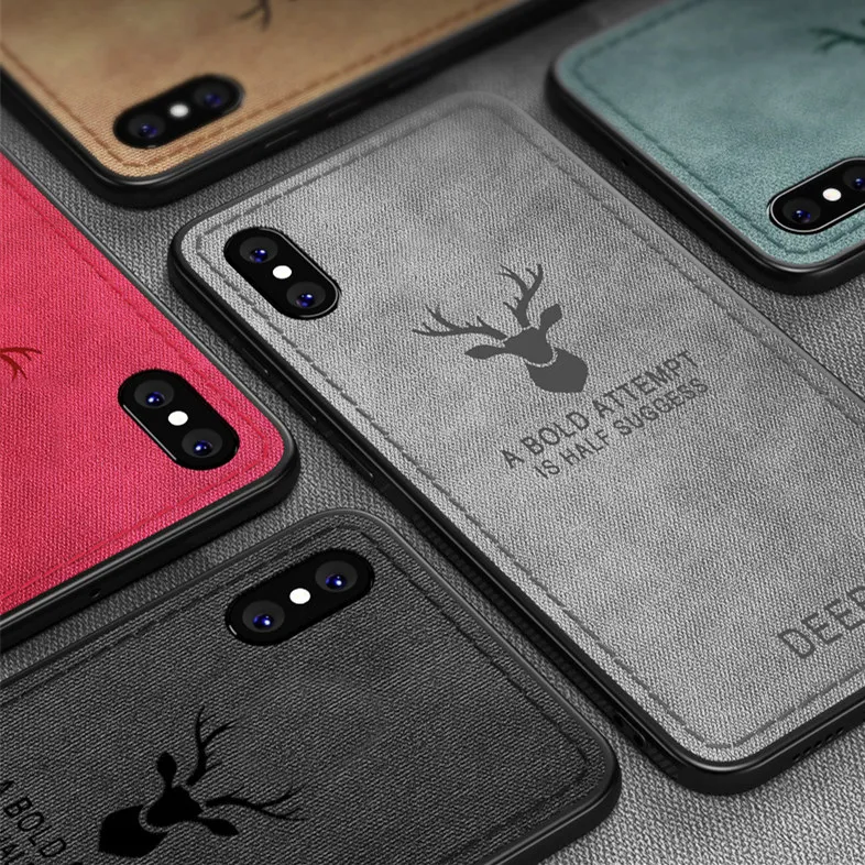 For iPhone XR Case Deer Pattern Cloth Back Cover Phone Case For iPhone XS Max