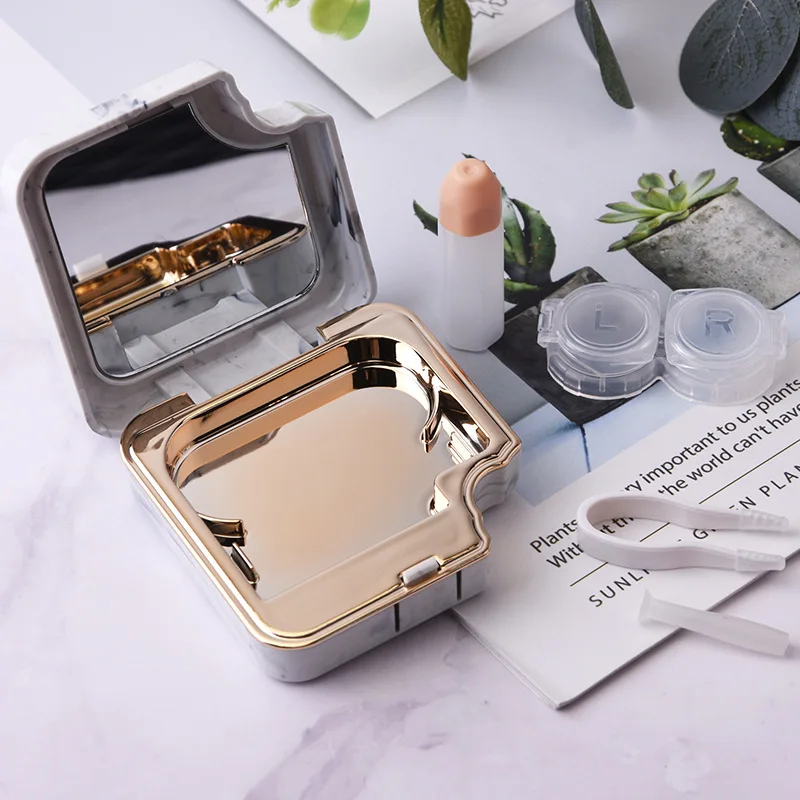 Maimeng Personality Design Marble Glaze Wholesale Luxury Contact Lens Case