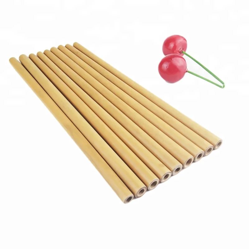 

Length Customized 100% natural organic biodegradable reusable LOGO Customized bamboo drinking straw, Yellow