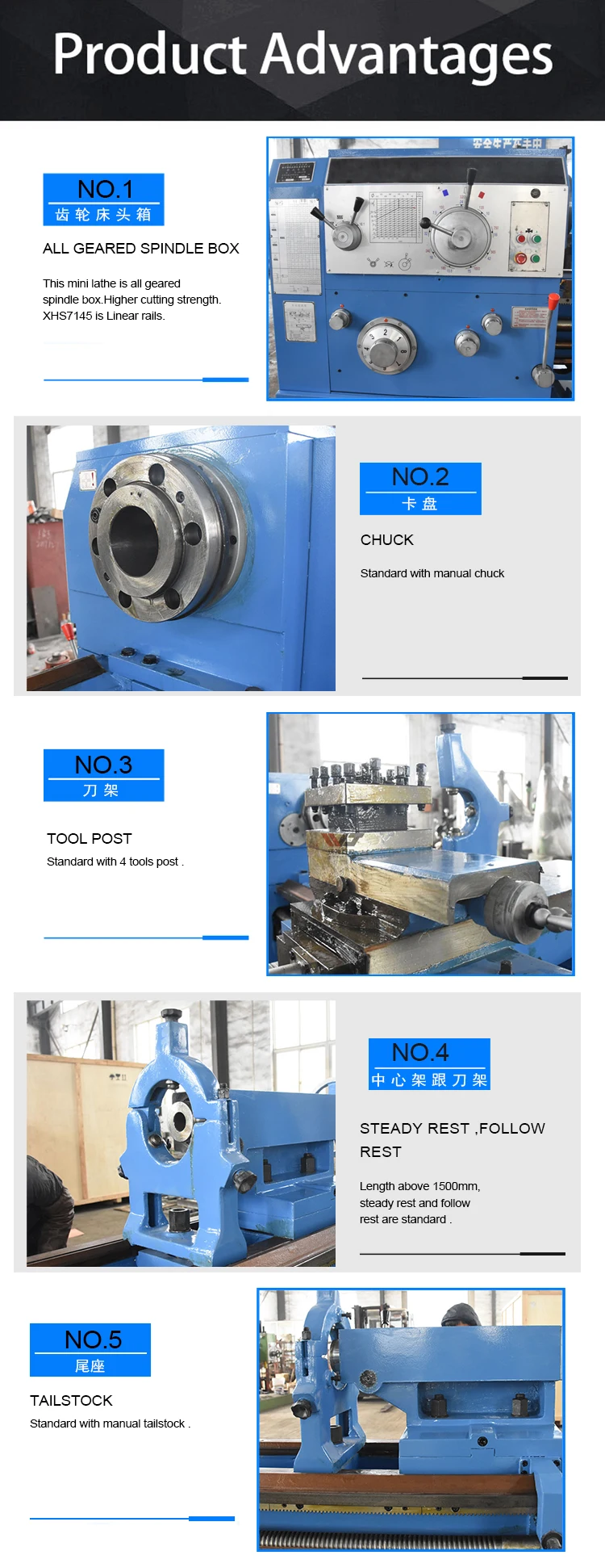 CW6163 China supply new design conventional large size metal heavy duty lathe