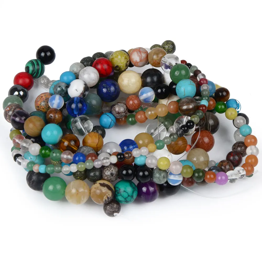 
Wholesale Round Mixture Agate Stone Beads for Bracelet Jewelry Making 