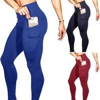 

New Fashion Yoga Pants Women Workout Out Pocket Leggings Fitness Sports Gym Running Yoga Elastic Waist Pants legging sport femme