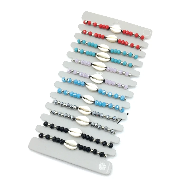 

Wholesale Natural Seashells Bead Bracelets with Crystals Rondell Beads, Pink blue yellow green white etc