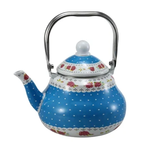 Enamel coating double jacketed hot coffee water tea pot set and kettle set