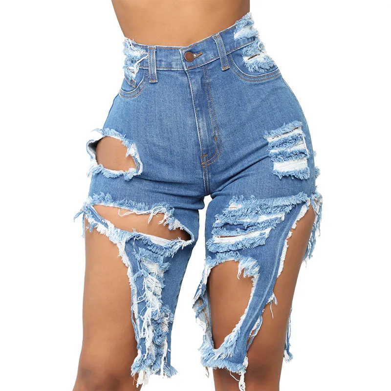 

Hight Quality Shredded High Waist Split Stretch Denim Pants, N/a