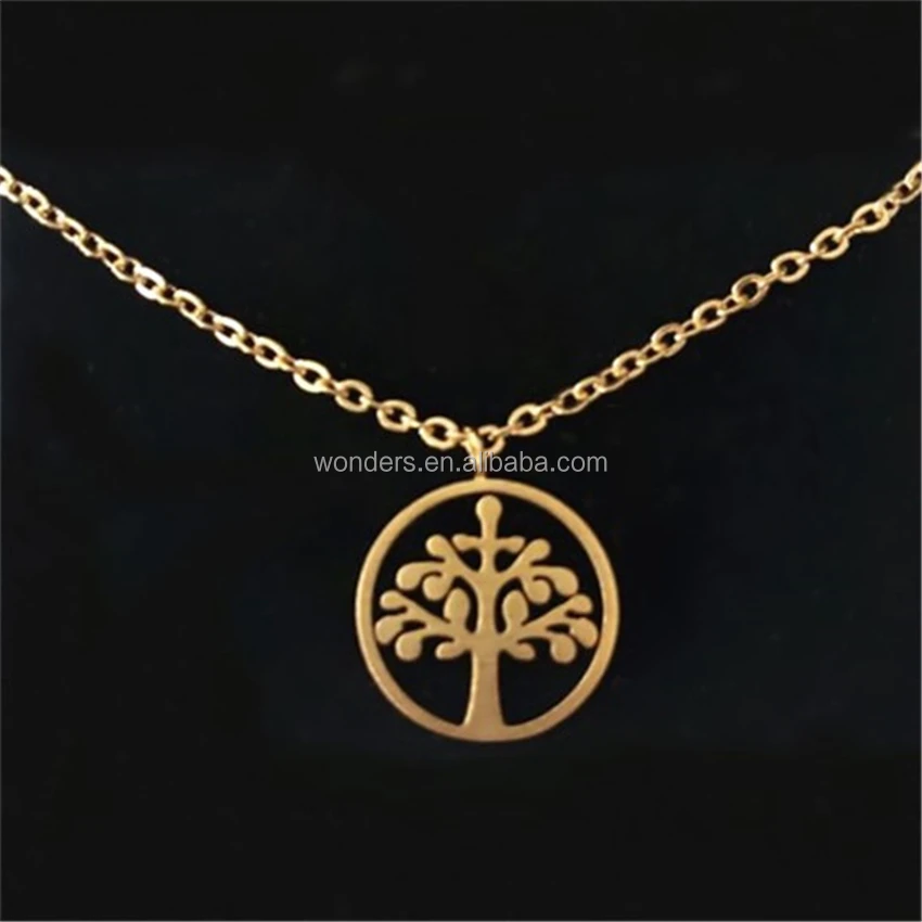 

Women Accessories Jewellery Small Tree Of Life Pendant Necklace High Quality Stainless Steel Material Gold Plated Family Gift
