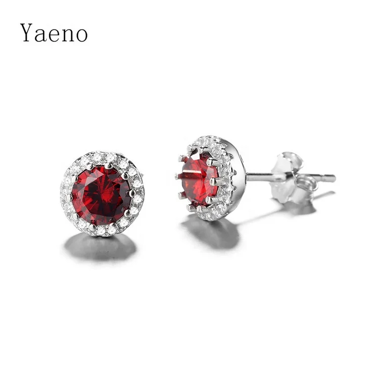 

Elegant Jewelry Women 925 Silver Post Stud Earring with Amethyst Yellow Red cz Stone, As customer request