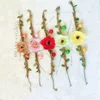 Beautiful hand made pet dog cat flower collars Korean cashmere rope pet flowers decorated leaves necklace dog cat bell collars