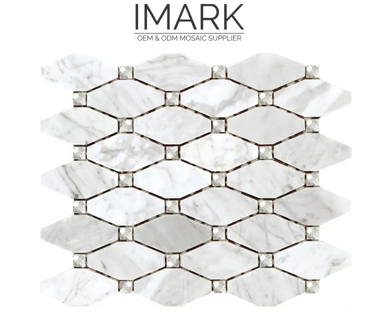 Hexagon Polished Carrara Marble Mosaic Tile