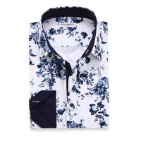 

Customized White Floral Digital Print Fashion Shirts For Men