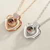 Heart Shape Necklace For Lover Link China Pendant Necklace 100 Languages I LOVE YOU Projection Jewelry
