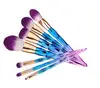 Wholesale supplier Cosmetic Makeup Brushes 7pcs Soft and Smooth Synthetic Hair Makeup Brush Kit Ranibow color handle