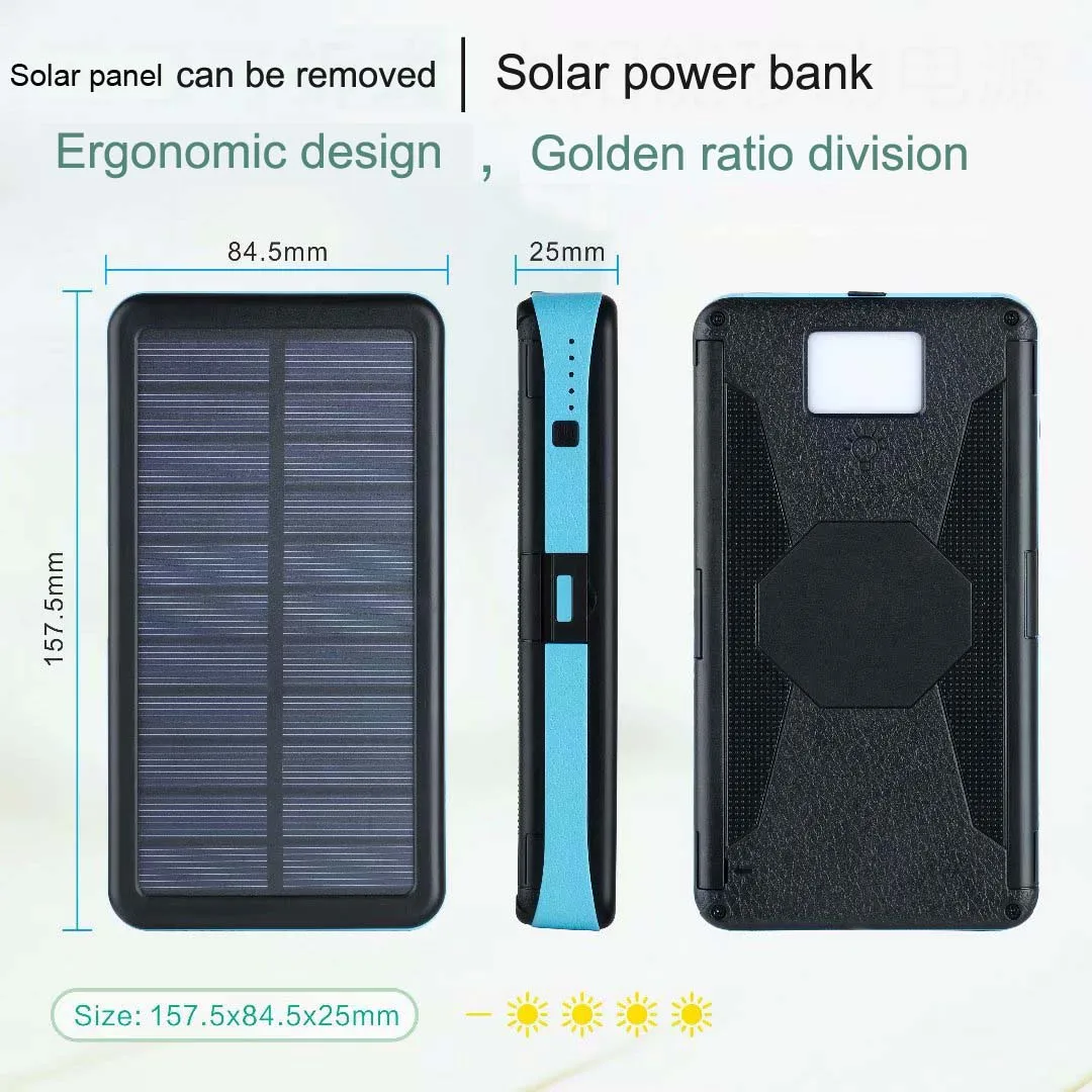Solar power bank 20000mah Type-C high capacity solar panel power bank IP66 fast charging portable power bank solar - ANKUX.COM