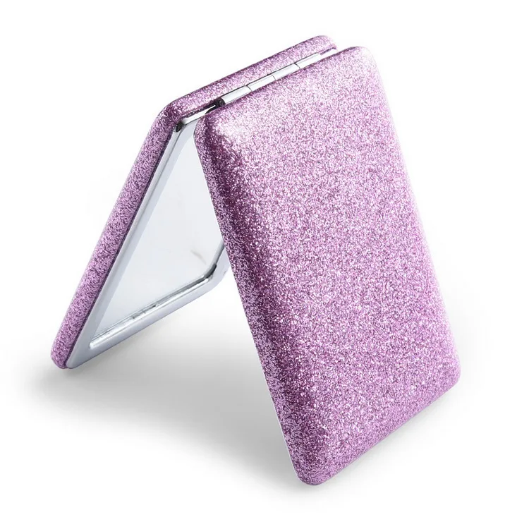 

Hot Sale High Quality Fashion Glitter PU Collapsible Mini Compact Makeup Mirror Travel Cosmetic Pocket Hand Mirror, As pics