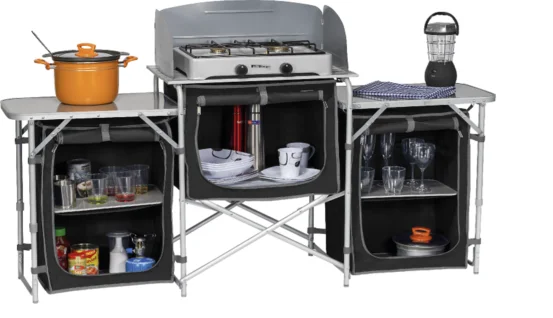 Camp Kitchen Double Pantry With Windshield/ Portable Folding Camping ...