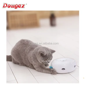 Image of 2018 New Electric Smart Cat Toy Set Funny Cat Stick Crazy Mouse chasing scratching Donut shape Auto Toy with feather