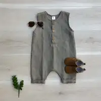 

2020 new fashion jersey button cotton linen onesie clothes baby sleeveless boys baby romper