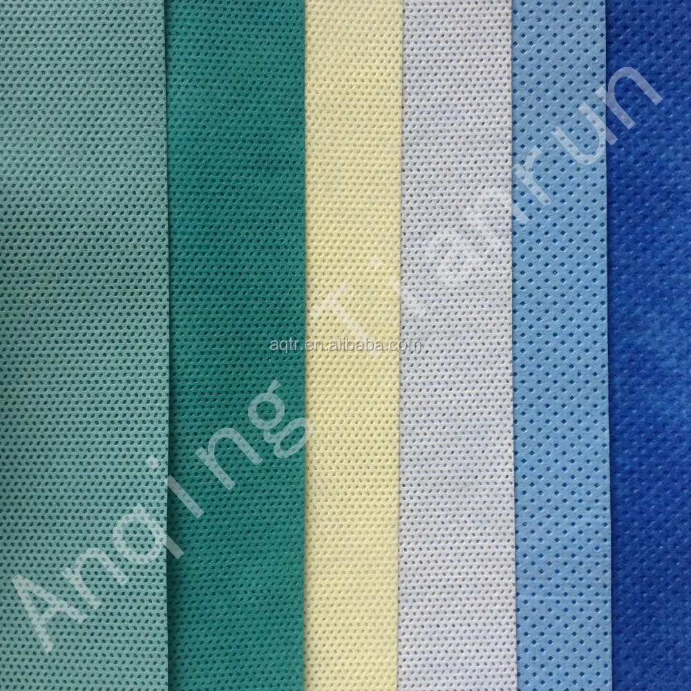
White and Blue SMS Nonwoven Fabric for Surgical Drapes and Wraps 