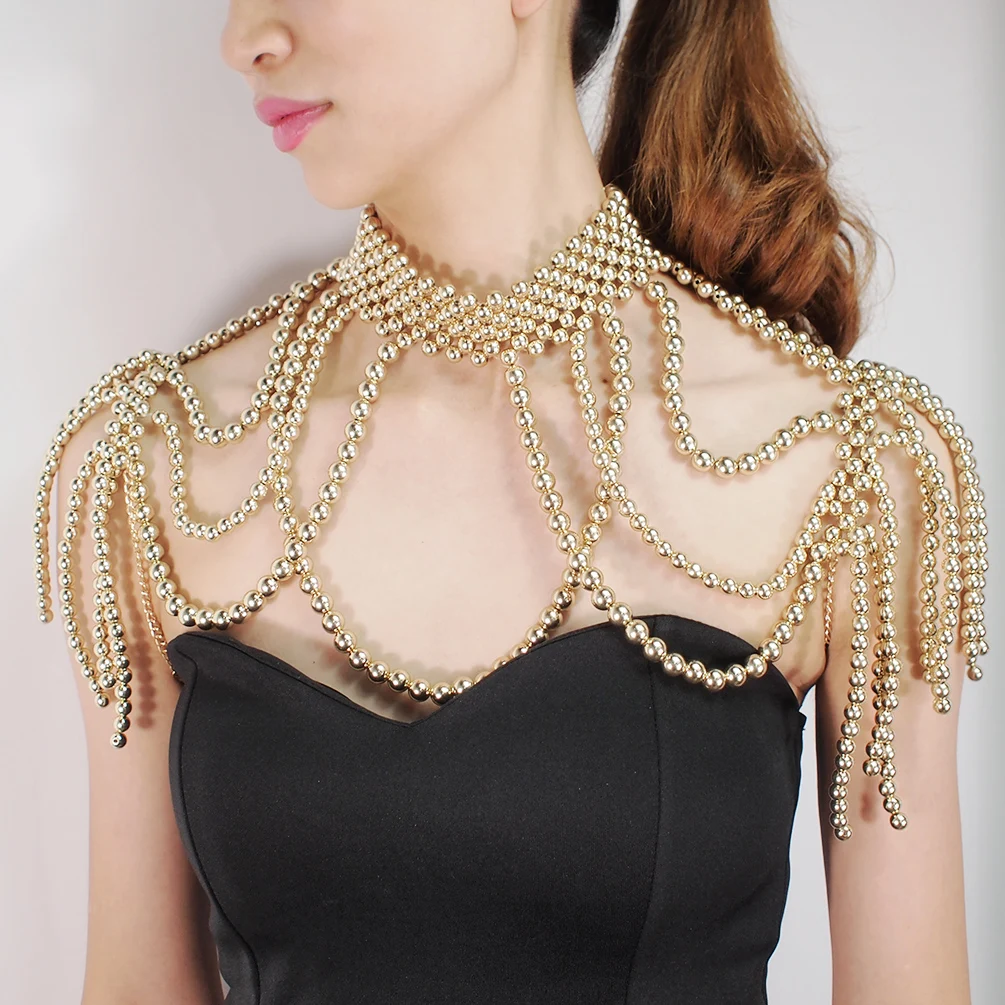 Women Chain Pearl Bib Choker Pendant Charm Statement Necklace Jewelry Fashion 