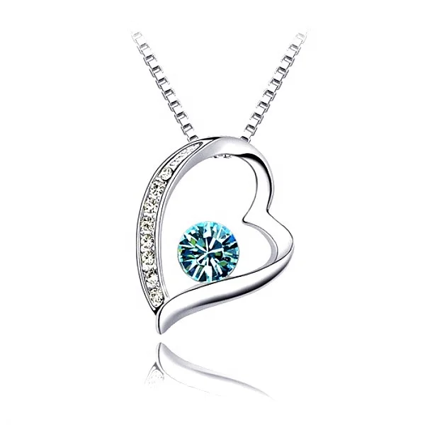 

Fashion jewelry crystal heart necklace pendant, Red;blue;pink;purple;yellow;white