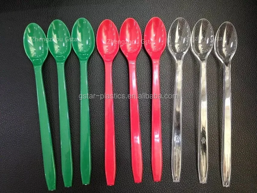18cm Long Handled Coffee Tea Plastic Disposable Spoons Color Changing