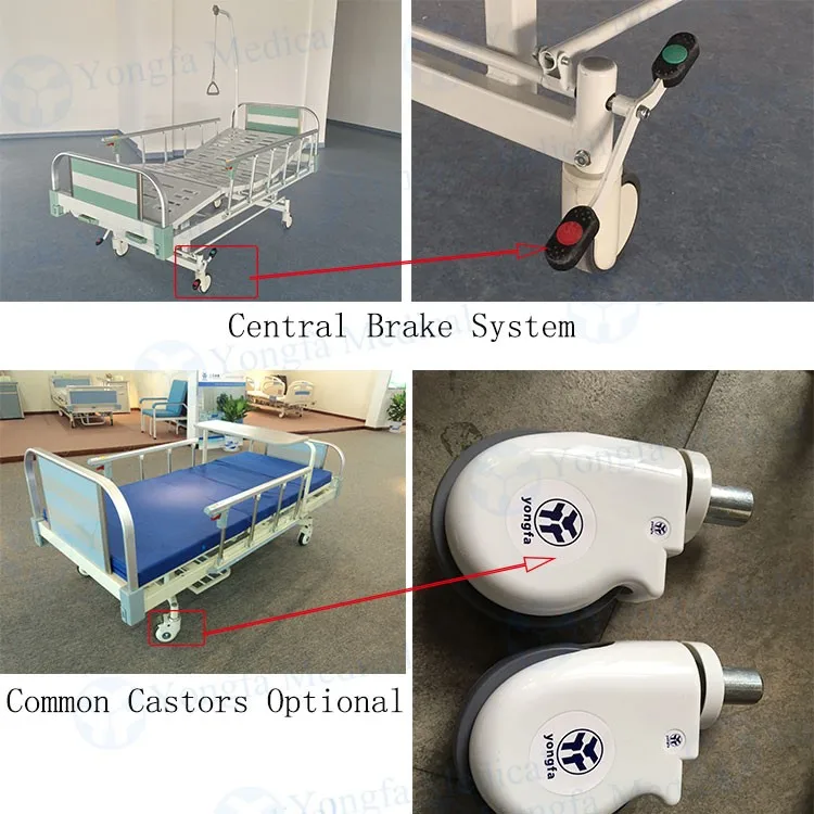 Aluminum Alloy Head &footboard Manual Hospital Bed With Lifting Pole