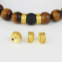 

Custom made sterling silver metal beads engraved logo spacer beads for bracelets