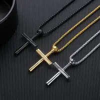 

Europe Stainless Steel Cross Pendant Necklace Men Stainless Steel Baseball Bat Cross Necklace