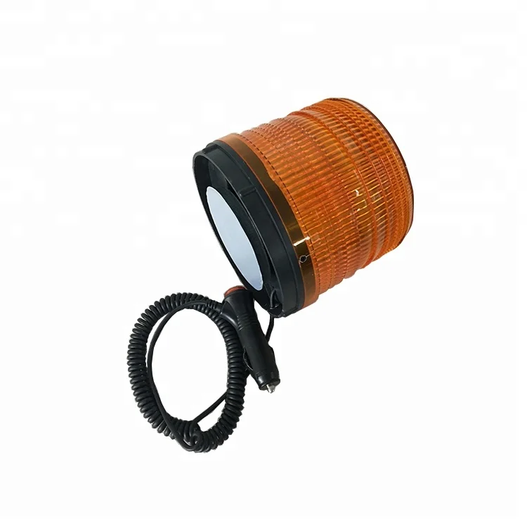 Amber Yellow Emergency Caution Warning Rotating Revolving Strobe Beacon Light with Magnetic Mount  18W