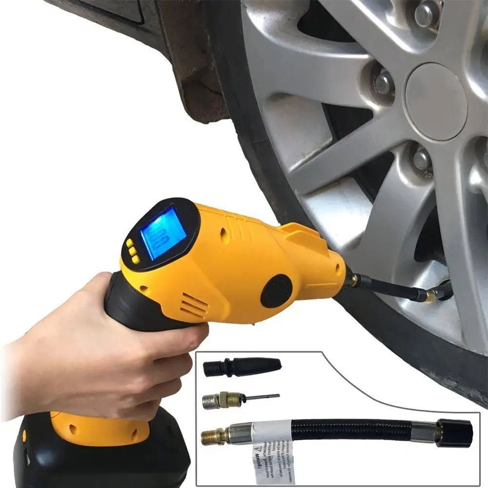 

Digital Tyre Inflator 12v 2500mah Battery Digital Tyre Inflator Portable inflator pump, Yellow