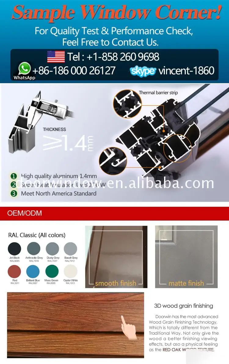 made in china high quality aluminum tilt turn window