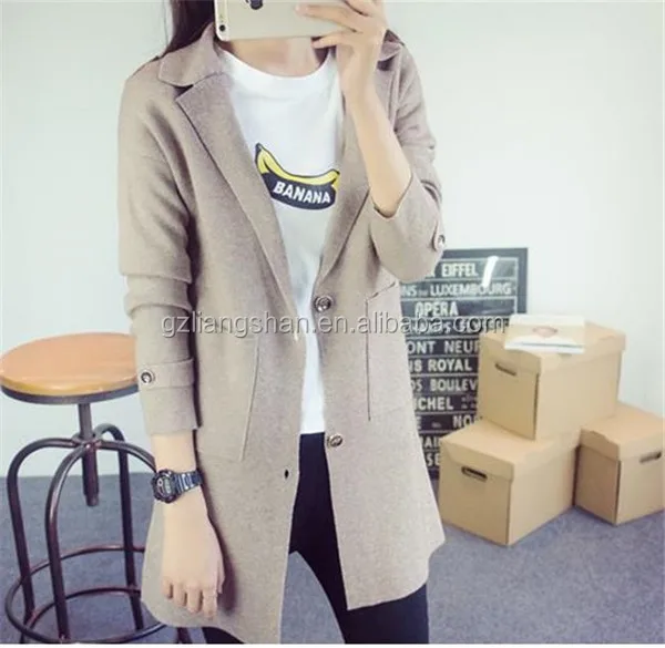 
Clothing factories in china korean style sweater hand making designs cardigan coat warm grey wool angora sweater 