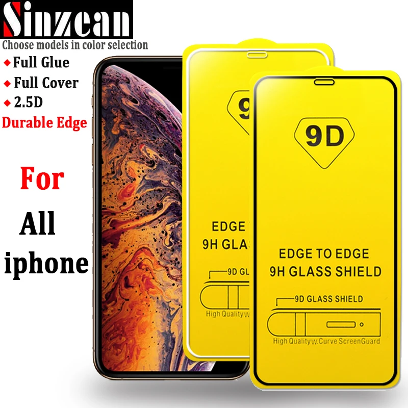 

Free shipping 9D Silk Print Full Covered Glue Tempered Glass Screen Protector for iphone XS MAX XR 6 78 plus with wipes