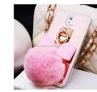 

Rabbit Fur Ball Crystal Holder Mirror Phone Back Cover Case For Samsung Galaxy Note 3 4 5 6 8 9 10 S4 S5 S6 S7 S8 S9 S10 Plus
