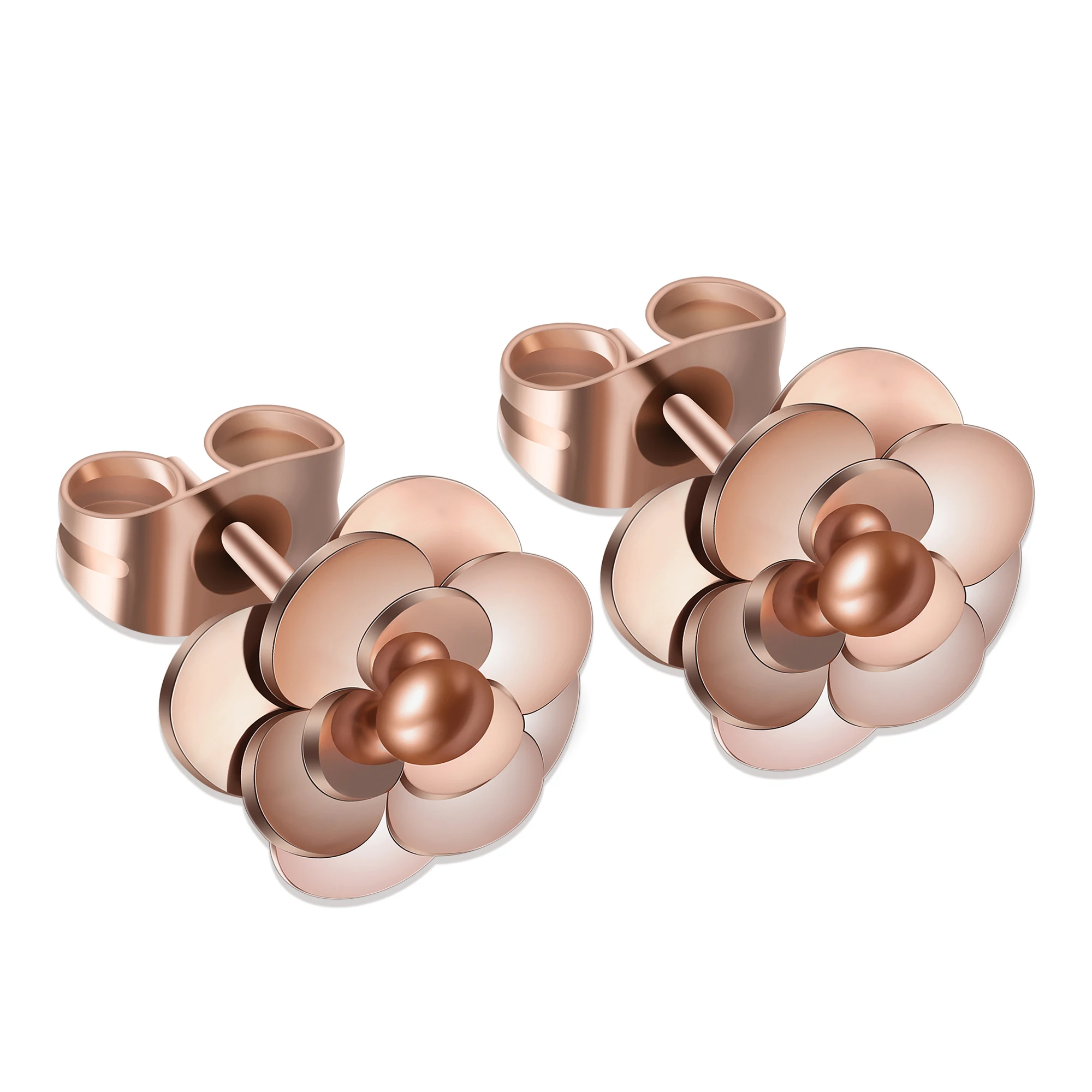 

Rose Flower Earrings 18K Gold Plated Stud Earrings 316L Stainless Steel Earrings