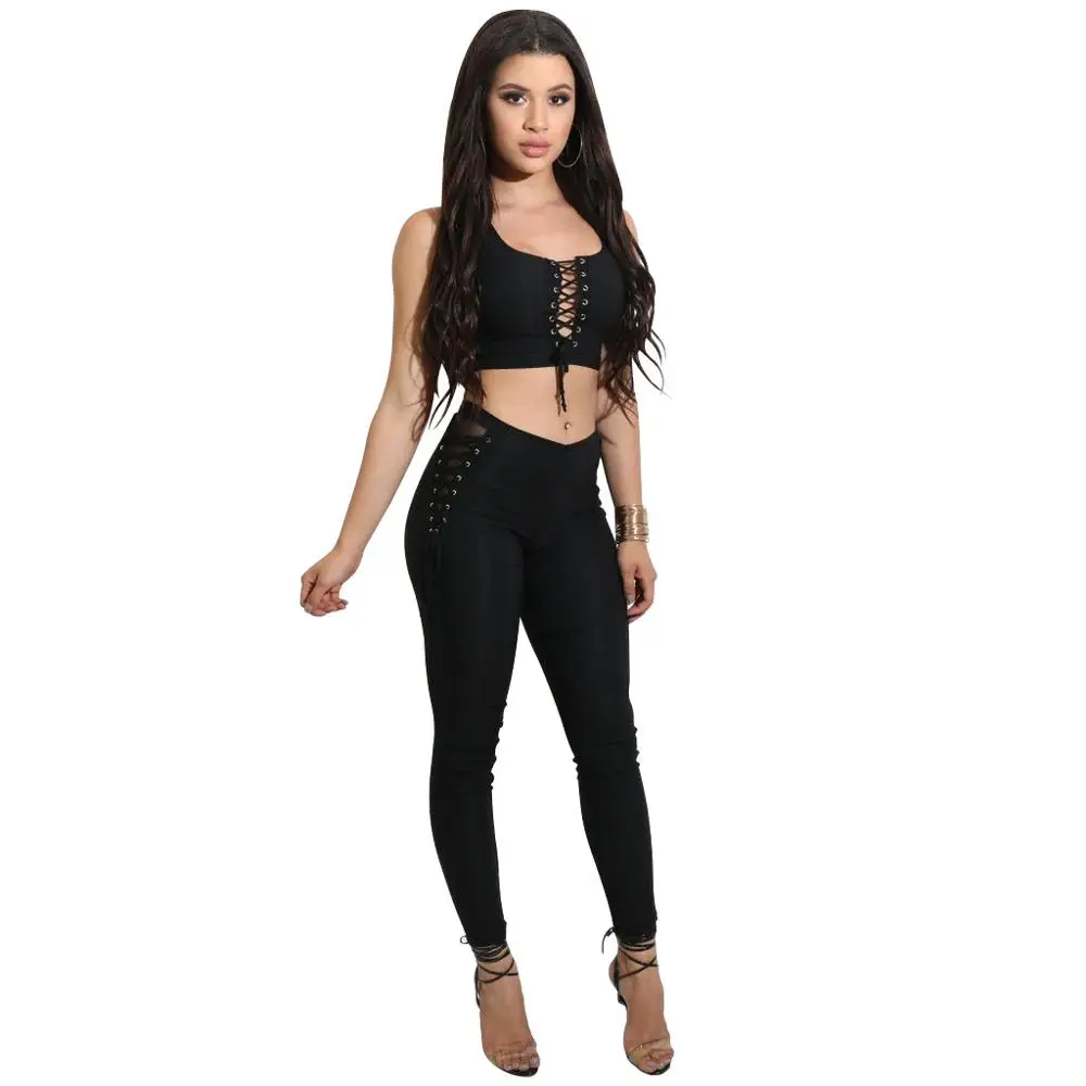 Wide leg Crop Top Women Two Piece Sets Long Sleeve 2pcs Set Woman QM3676