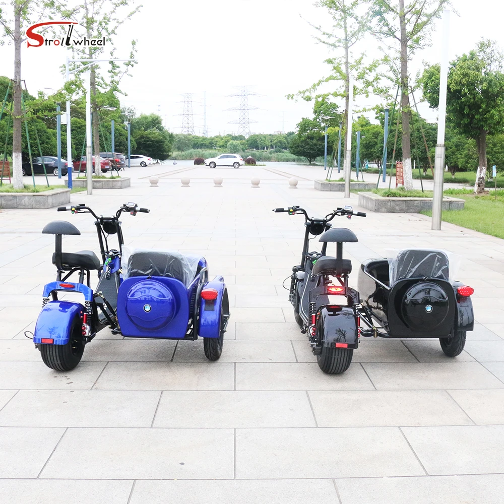 

Europe citycoco 2000W electric scooter 3 wheel electric motorcycle 1500W 60V 12Ah with side-car box