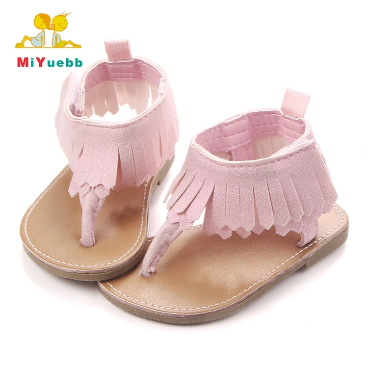 

Fringe Herringbone Sandals Leather Baby Sandals Girls, Khaki/pink