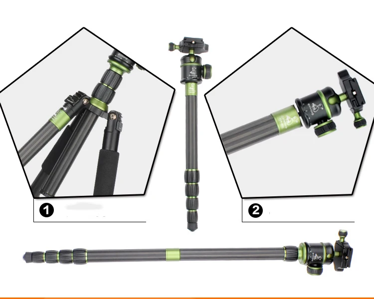 Travel Carbon Fiberprofessional Camera Tripod With Ball Head Monopod