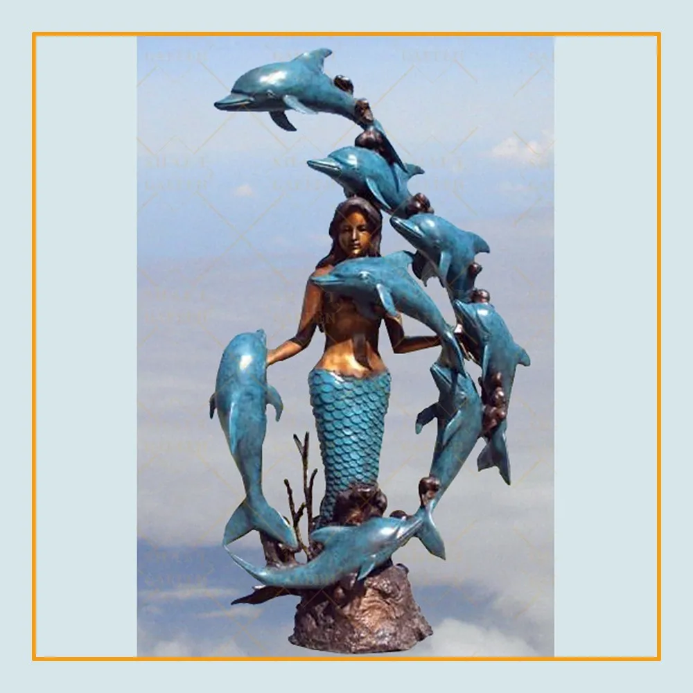 Escultura Artística De Jardín,Tamaño Natural,Estatua De Sirena De