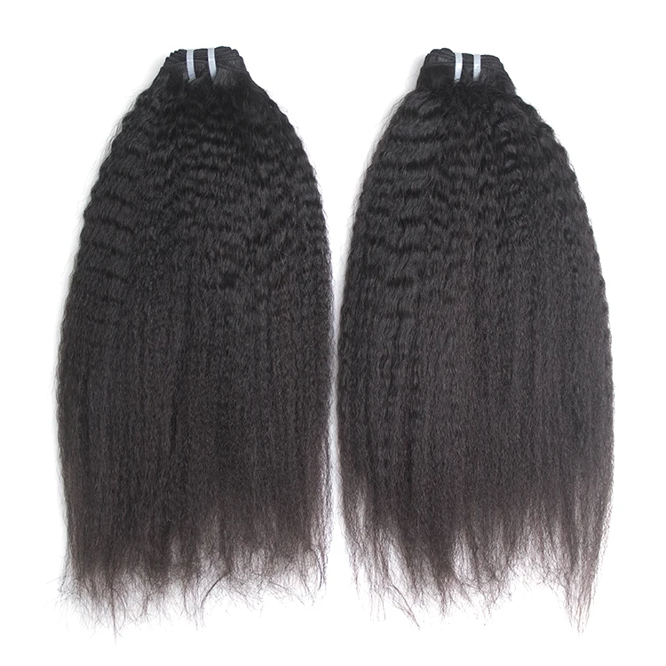 

Raw Unprocessed Virgin Indian Hair Weave Bundles Coarse Yaki Hair Extension Kinky Straight Human Hair, Natural color #1b
