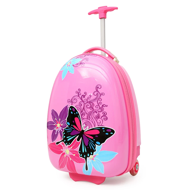 

2020 new style ABS PC hard shell printed customize luggage school bags for kids and children suitcases, Pink