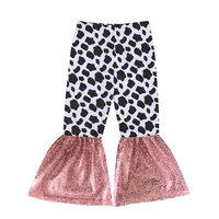 

Baby Girls Clothing Wholesale Boutique Girls Outfits Cow Sequin Patchwork Pants Baby Leggings Kids Girls Bell Bottoms