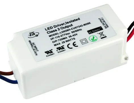 28W 720mA 42V AC-DC Constant Current LED Driver with ELV Dimming,Tailing edge dimmable power supply