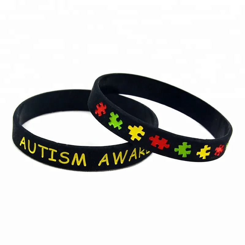 

50PCS/Lot Autism Puzzle Awareness Silicone Wristband Multicolour Bracelet
