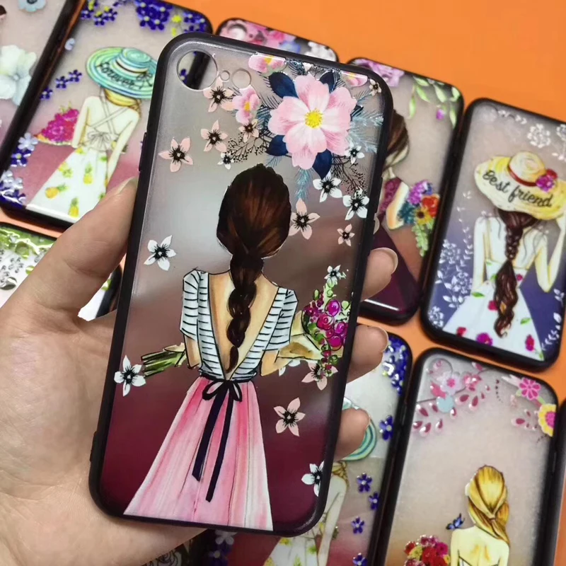

3D UV printing Beauty designs matte PC with TPU phone case for iphone 8 case, Black